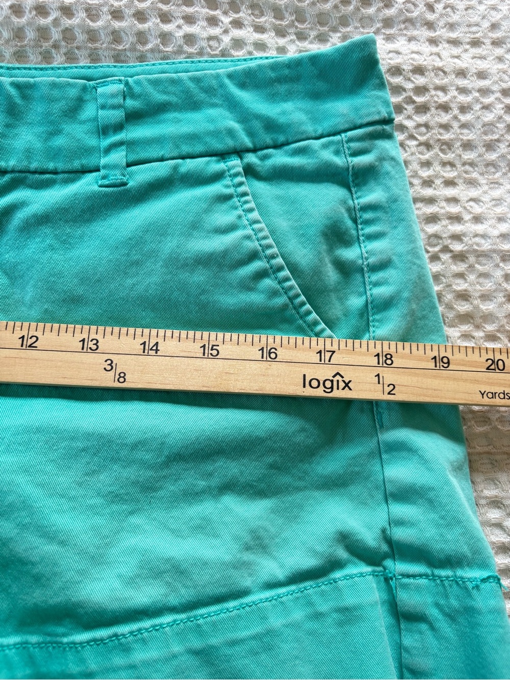 Womens Teal Chino Shorts - Stretch Midi Size 8, 5” inseam - Summer Casual - Picture 10 of 11